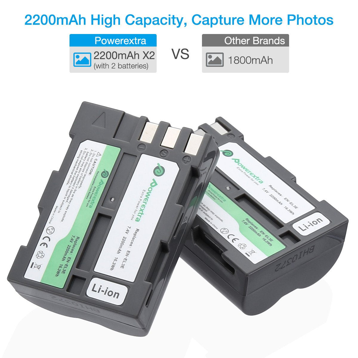 Powerextra EN-EL3E Replacement Battery