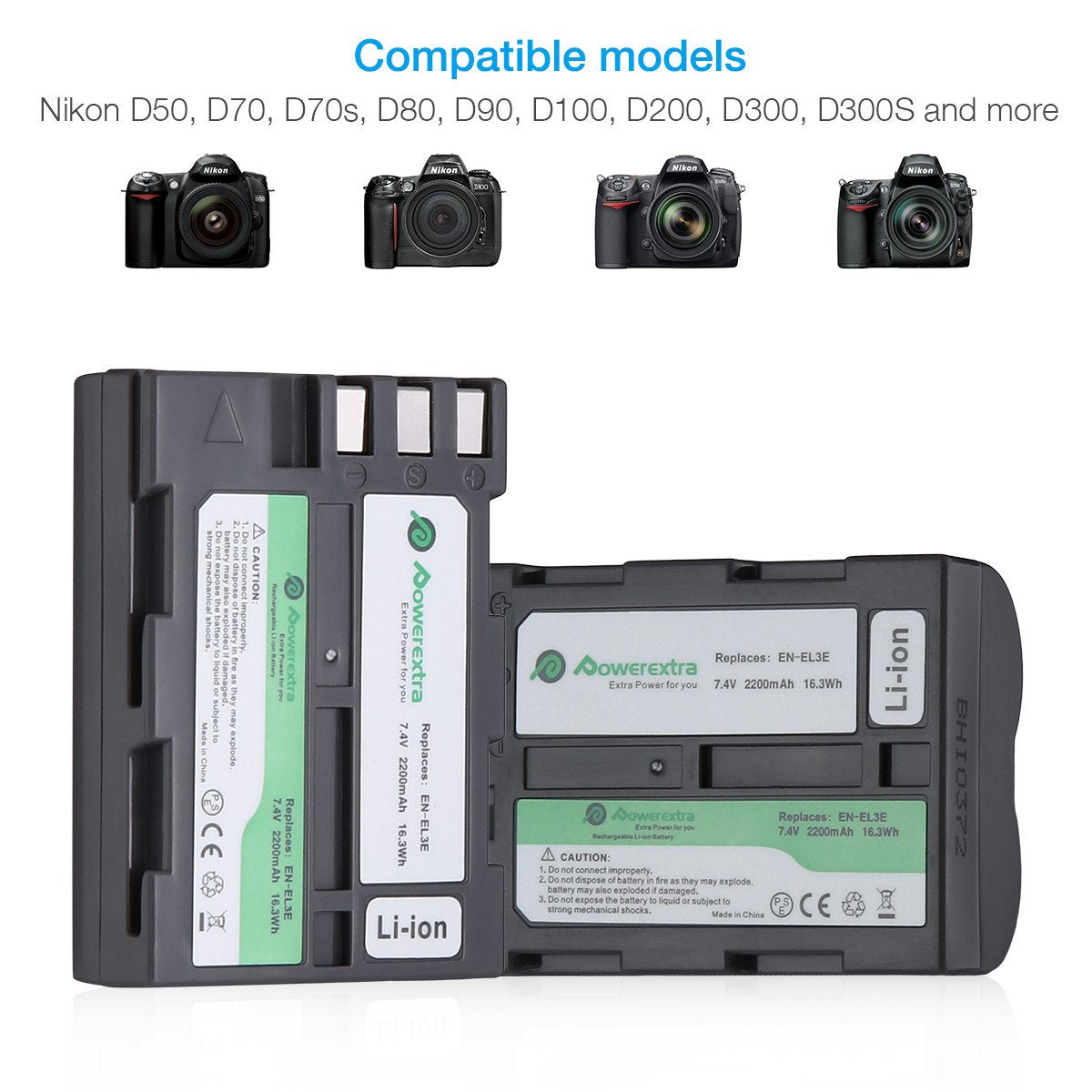 Powerextra EN-EL3E Replacement Battery