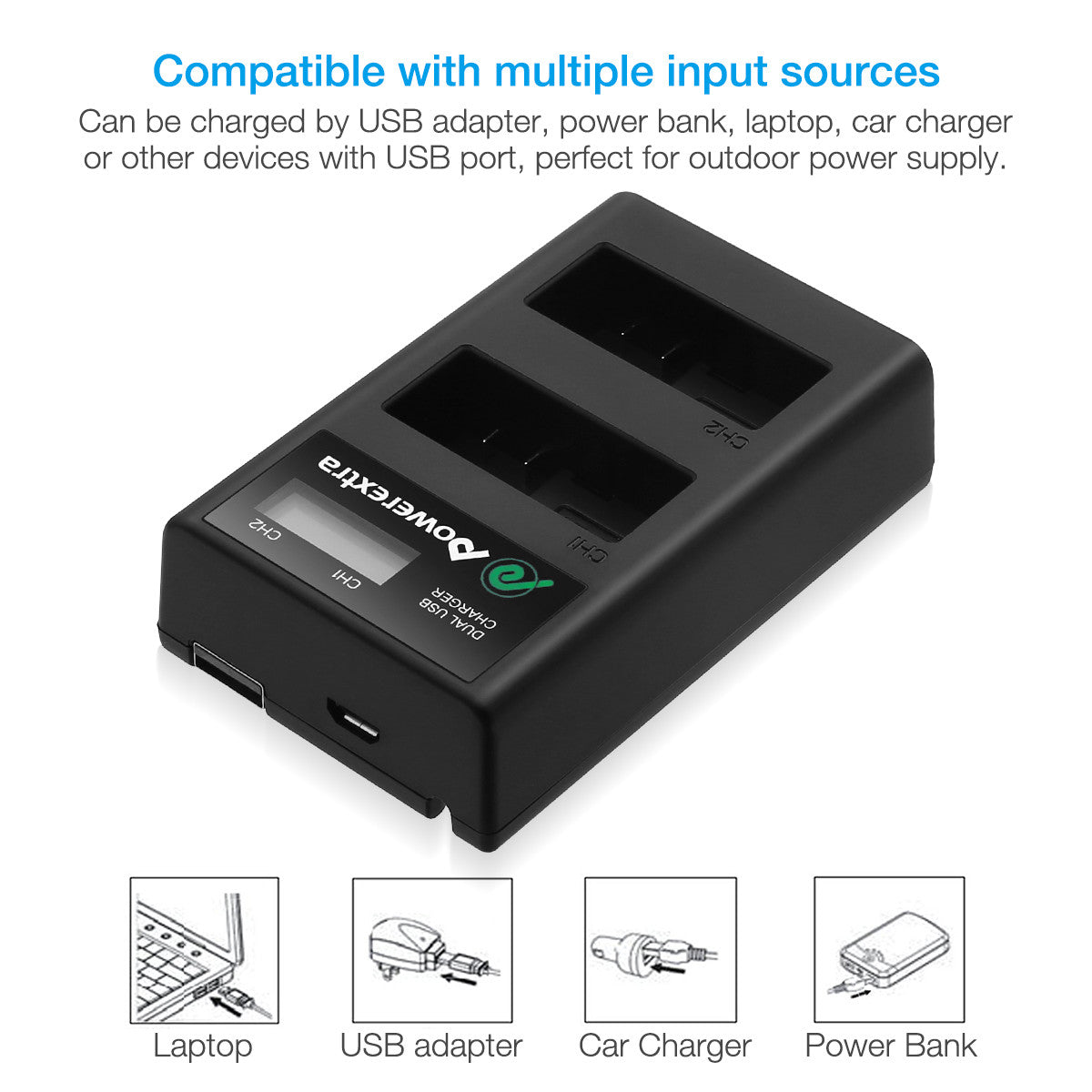 Powerextra 2 Pack Replacement Compatible with LP-E8 Battery and Smart Dual Replacement USB Charger