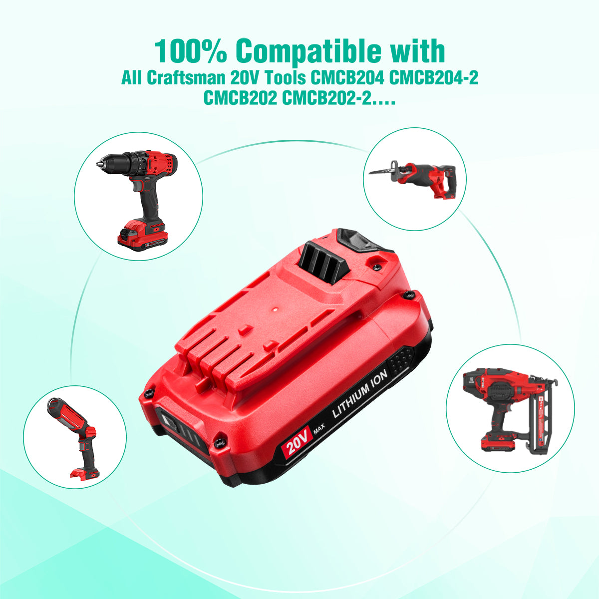 3000mAh 20V Lithium Battery Replacement for Craftsman 20V MAX V20 Series
