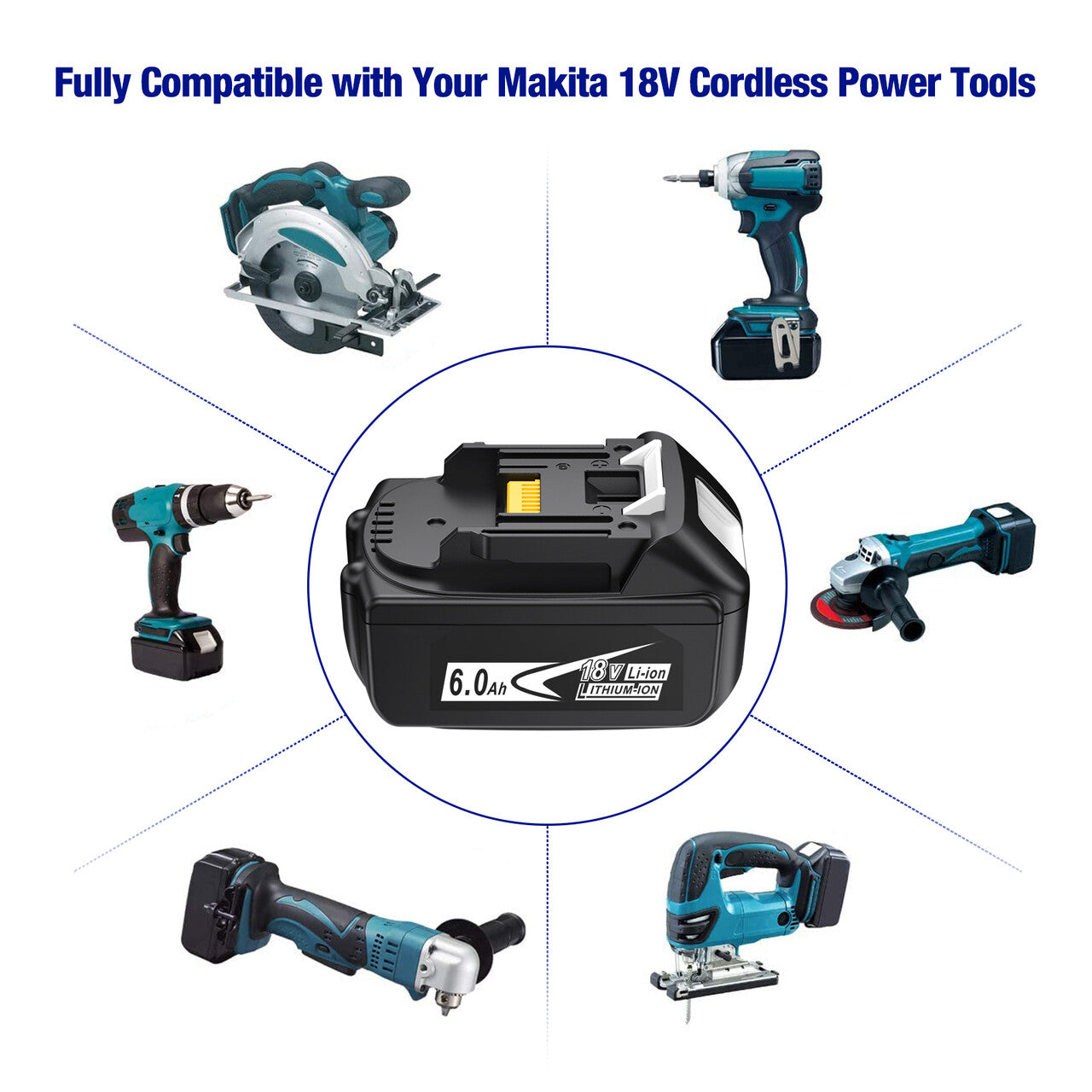 18V 6.0Ah Lithium Battery Replace for Makita 18V Battery