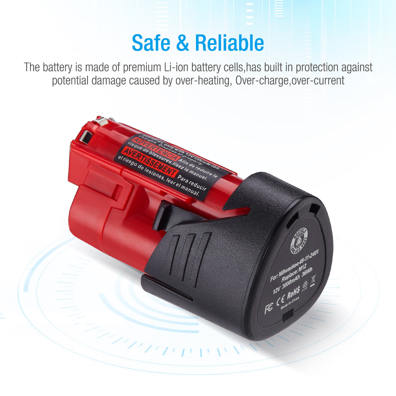 Milwaukee 12V M12 Lithium Replacement Battery 3000mAh