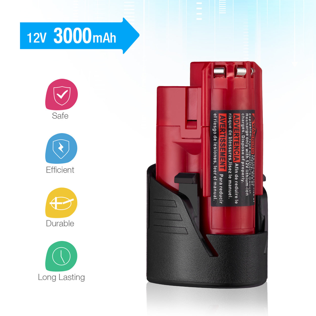 Milwaukee 12V M12 Lithium Replacement Battery 3000mAh
