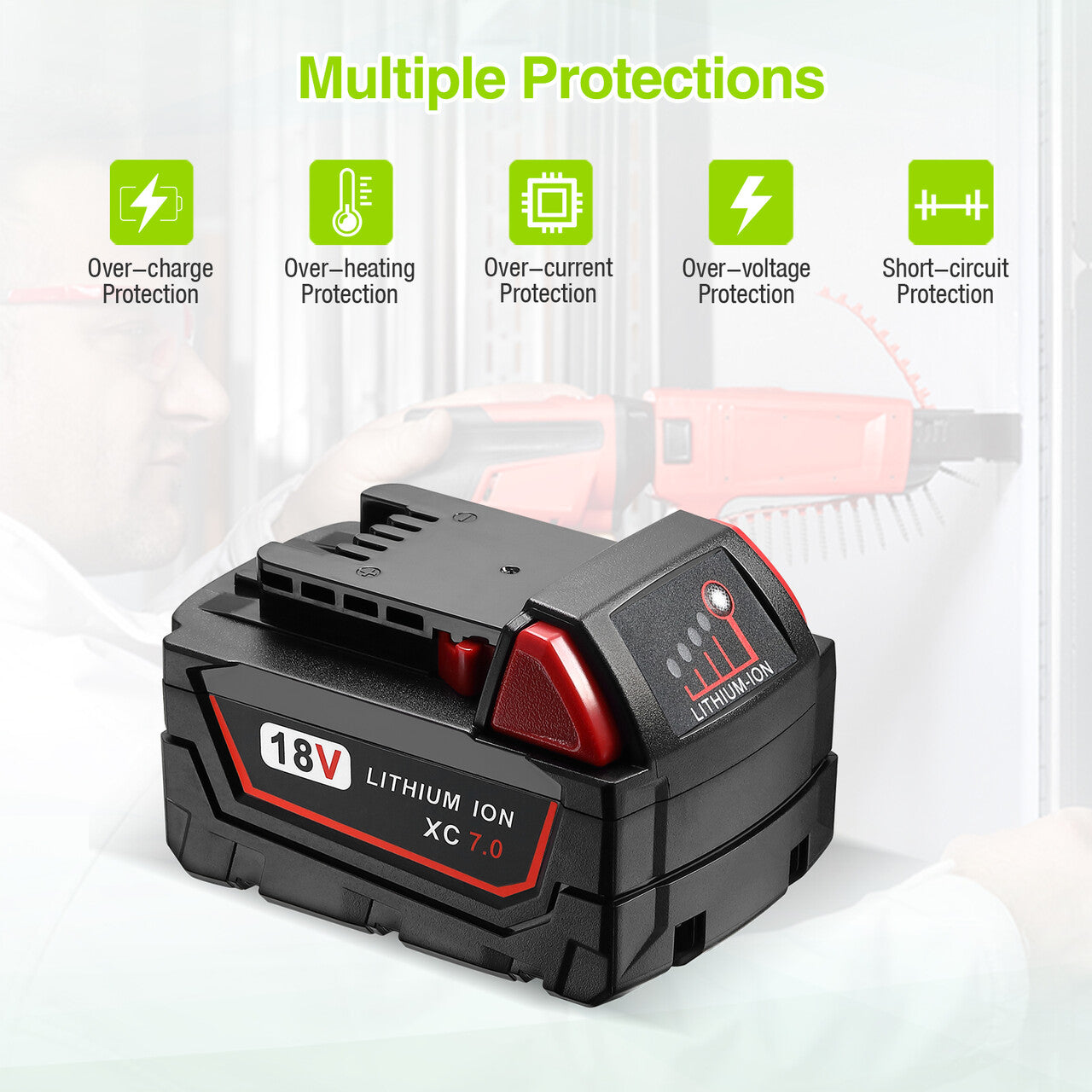 Milwaukee M18 18V Lithium XC 7.0Ah Extended Capacity Battery Replacement