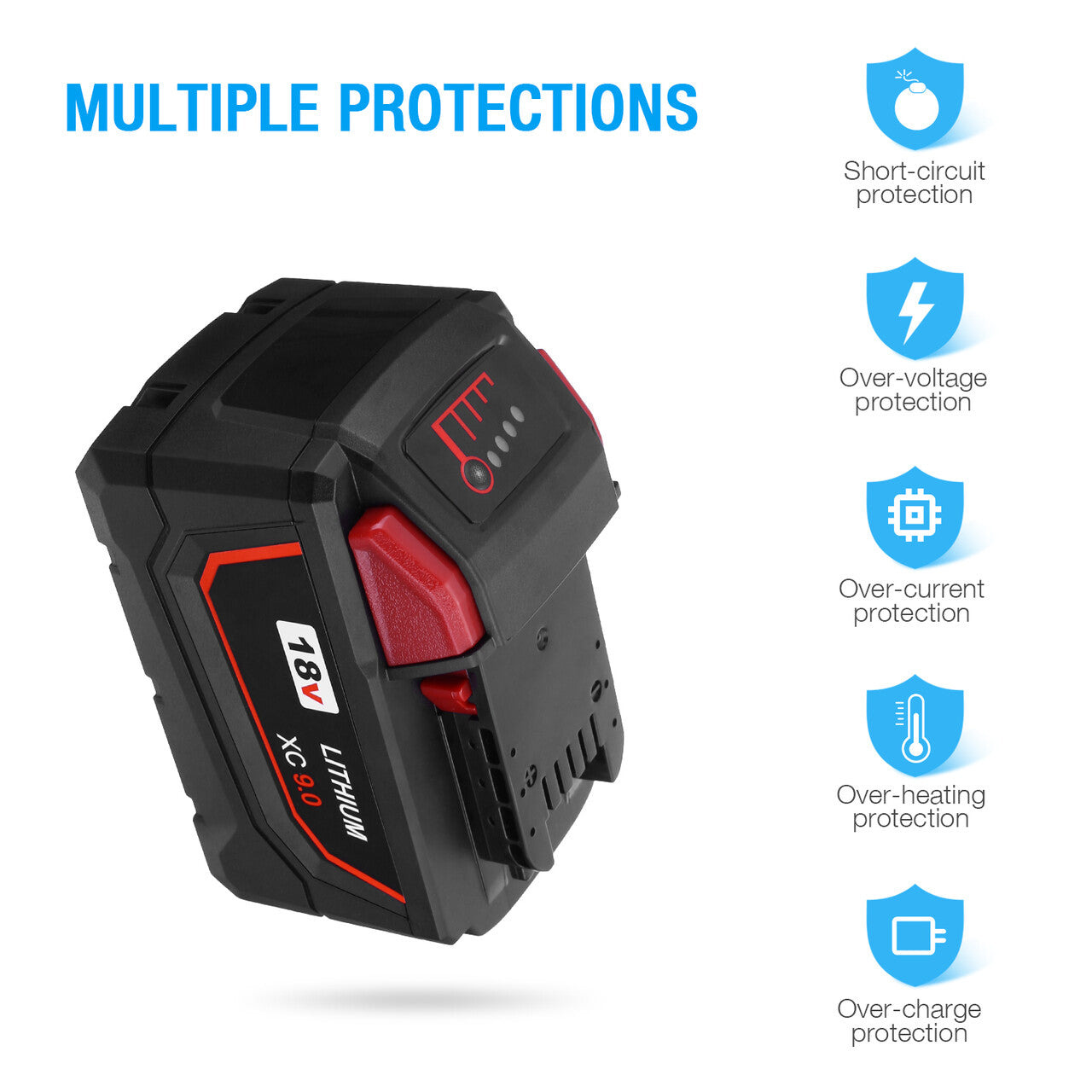 9.0Ah Lithium Replacement Battery For Milwaukee M18 Cordless Power Tools
