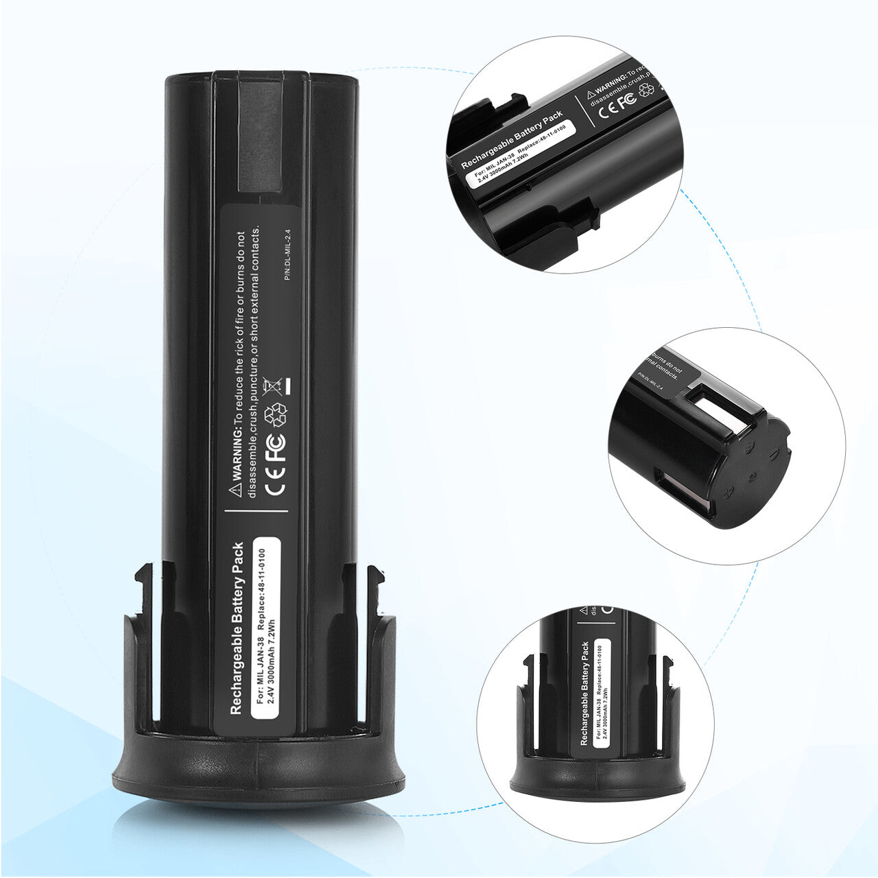 3.0Ah 2.4V NICD Battery 48-11-0100 for MILWAUKEE Cordless Screwdriver