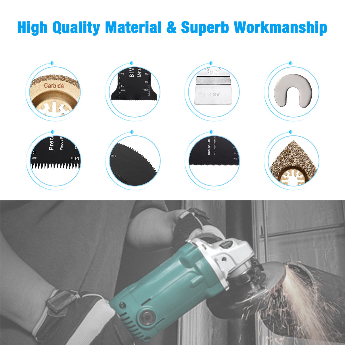 Powerextra 19 PCS Oscillating Multitool Blades for Wood and Metal