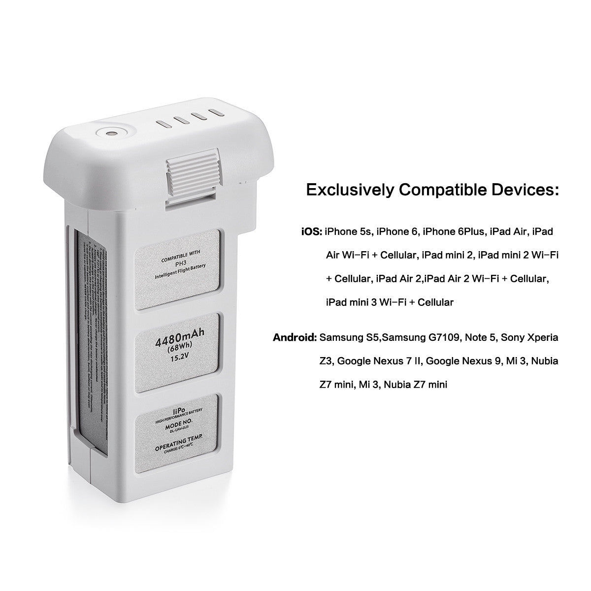Powerextra Intelligent Replacement Battery and Battery Safe Bag for DJI Phantom 3