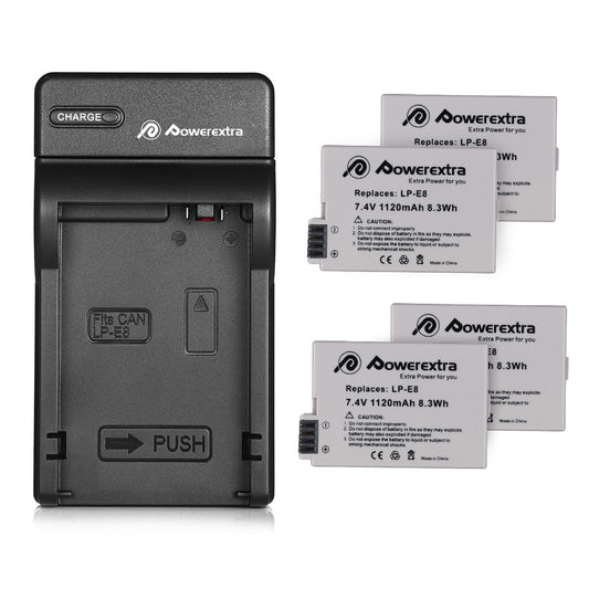 Powerextra LP-E8 Replacement Battery and Intelligent LED Charger with Car Charger