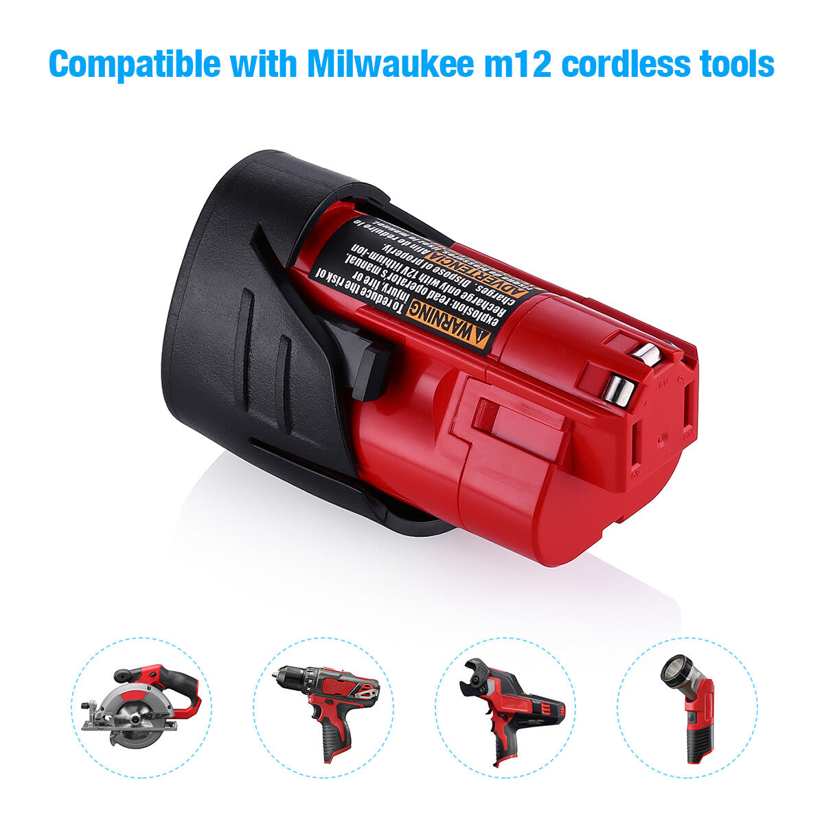Powerextra 2 Pack 12V Li-ion Replacment Battery for Milwaukee M12