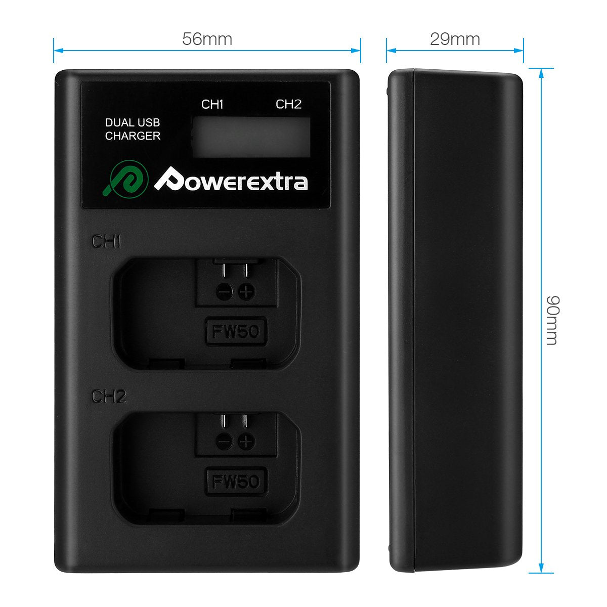 LCD Battery Charger for Sony NP-FW50 Replacement Battery