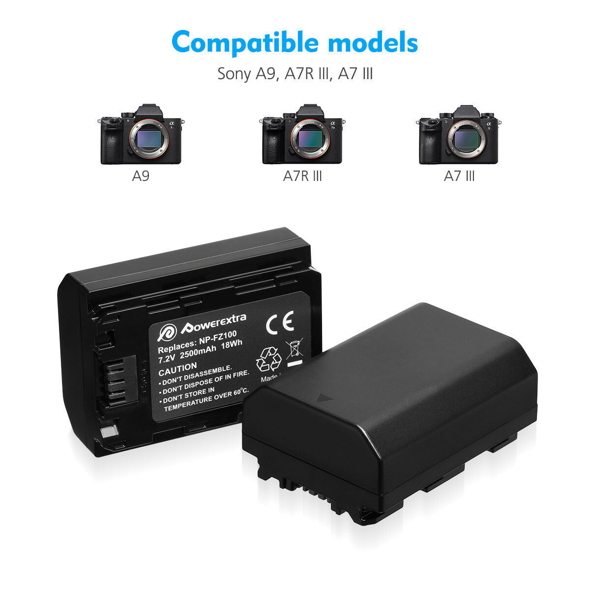 NP-FZ100 Battery for Sony A9 A7R III A7 III Mark 3 Camera