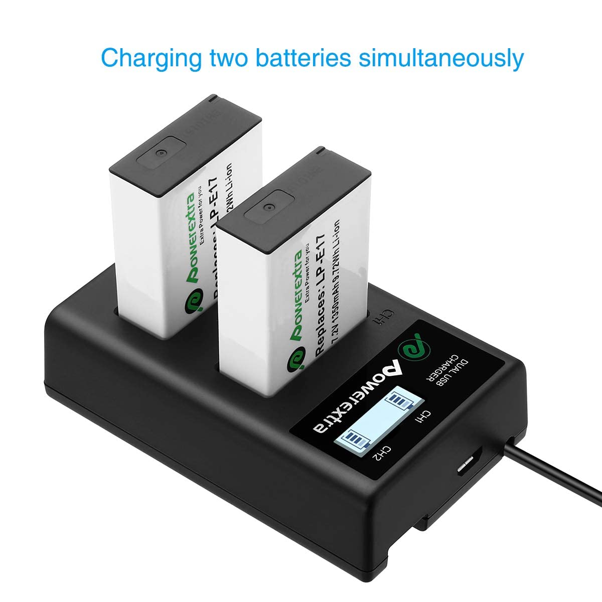 Powerextra LP E17 Batteries Replacement and USB Battery Charger for Canon Cameras