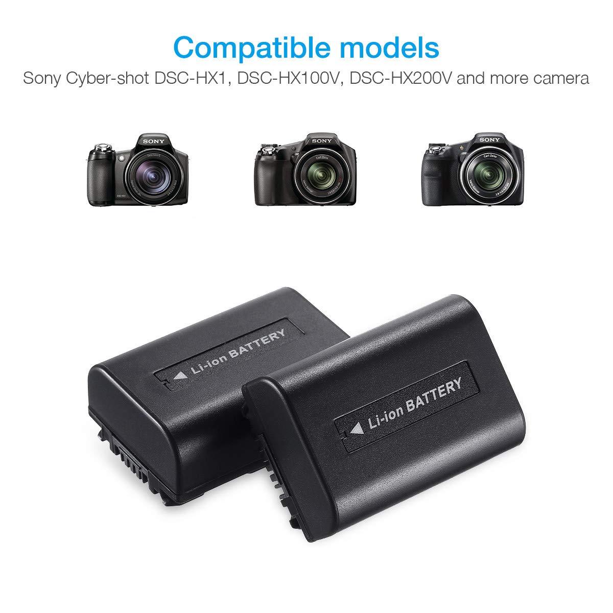 1000mAh Replacement Battery and Charger Compatible with Sony Cameras