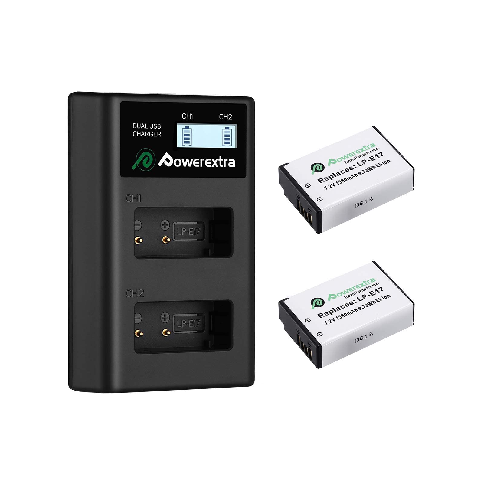 Powerextra LP E17 Batteries Replacement and USB Battery Charger for Canon Cameras