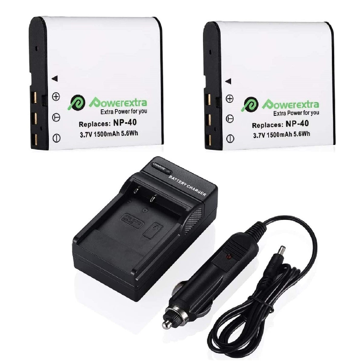 Powerextra NP-40 Battery and Charger with Car Charger for Casio