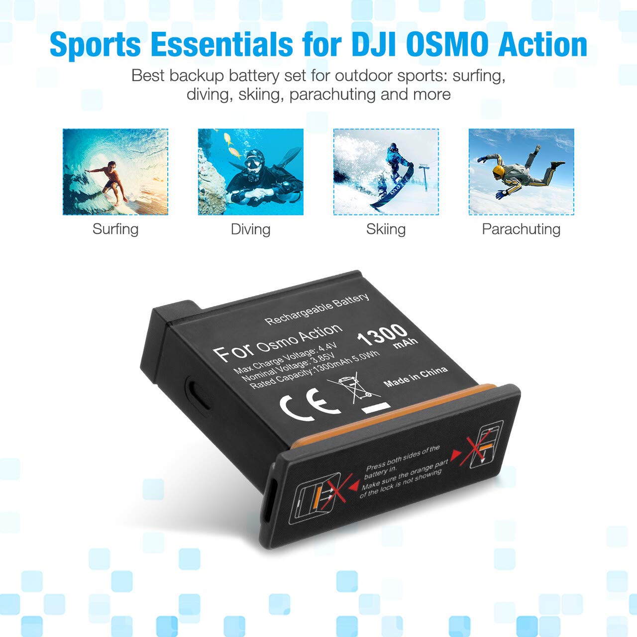 Adicop Action 5 Pro Batterijvervanging compatibel met DJI pro/3/4, 2 Adicop Action 5 Pro Batterijvervanging compatibel met DJI pro/3/4, 2