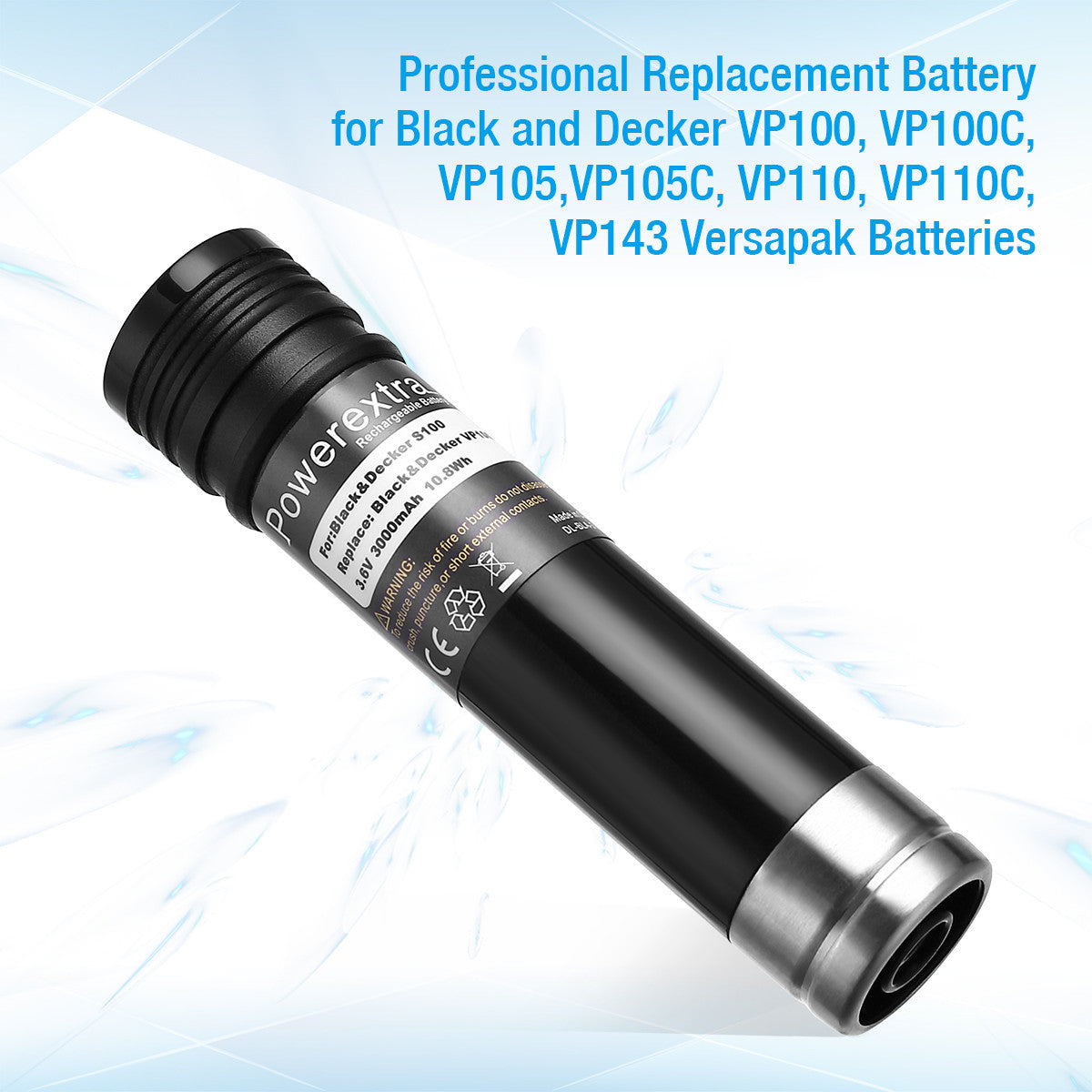 Powerextra 3.6V 3000mAh Ni-MH Replacement Battery for Black & Decker Versapak