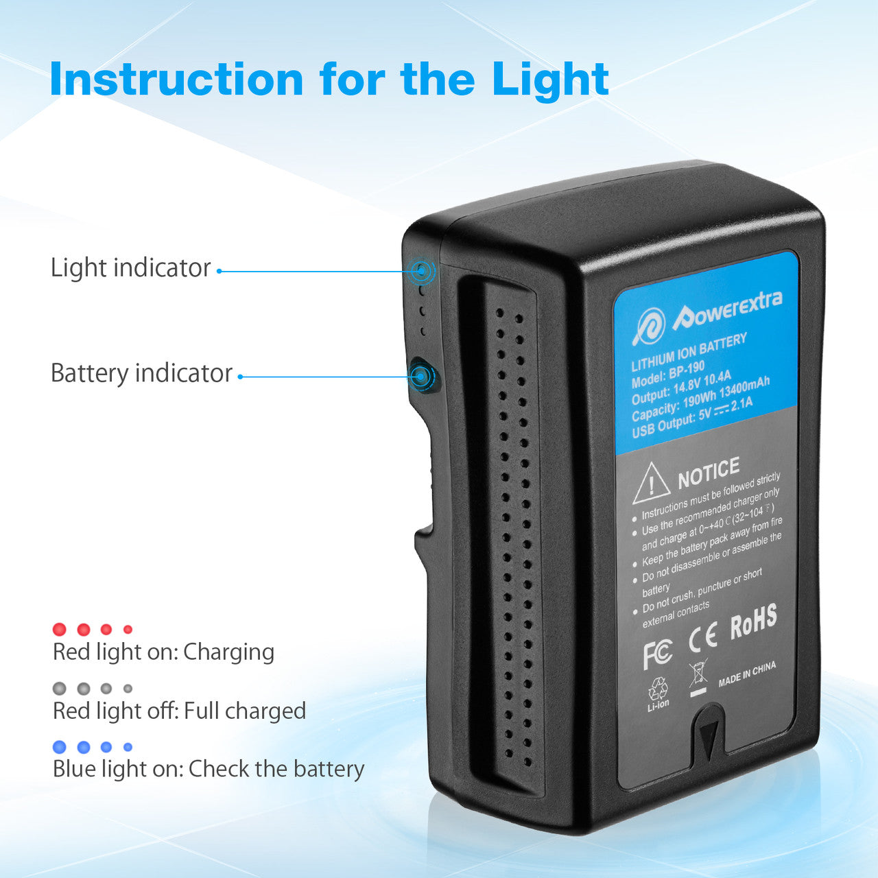 Powerextra V Mount V-Lock Battery 190Wh 13400mAh for DSLR