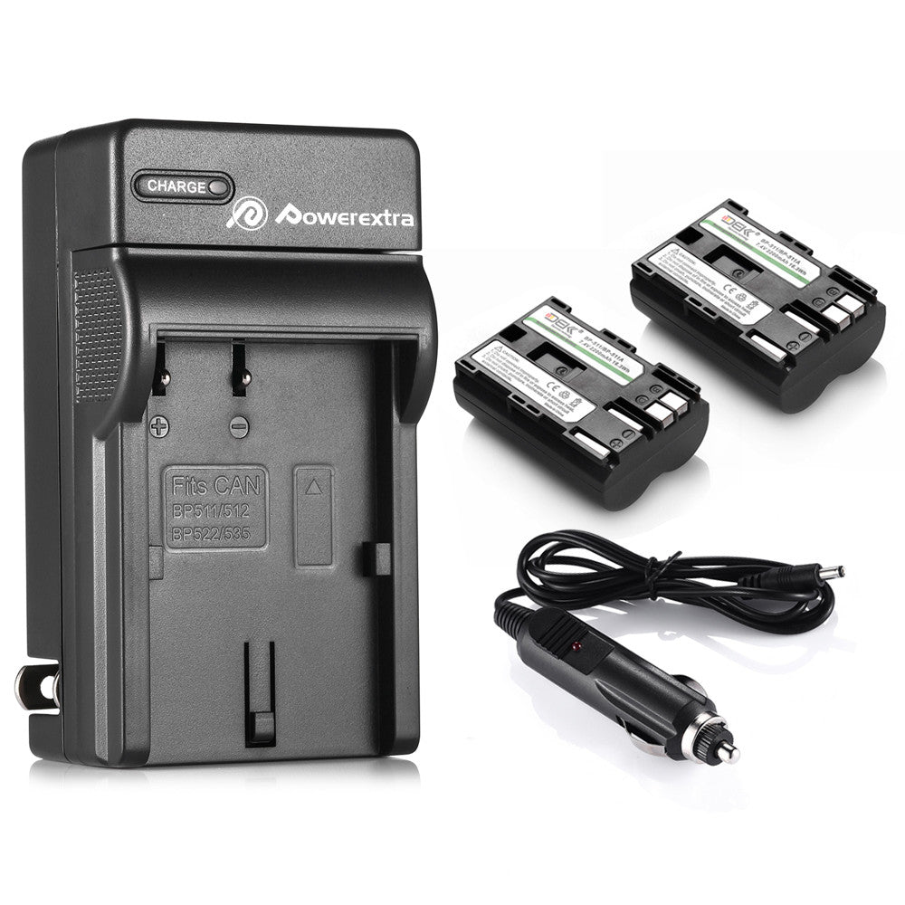 Powerextra Replacement BP-511 BP-511A Battery and Charger For Canon