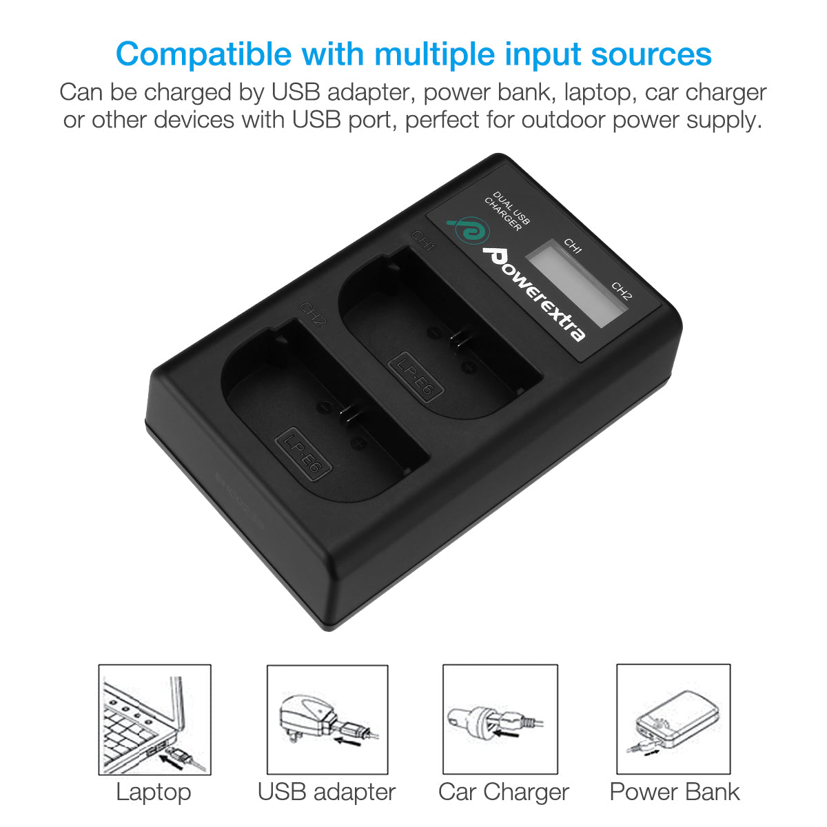 Dual USB LCD Battery Charger for Canon