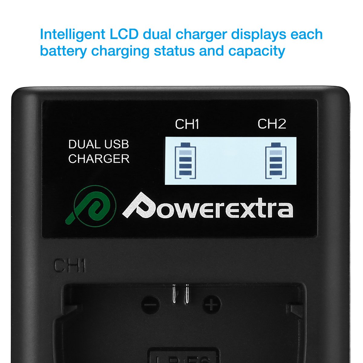 Powerextra LP-E6 LP-E6N Battery Charger with LCD Display