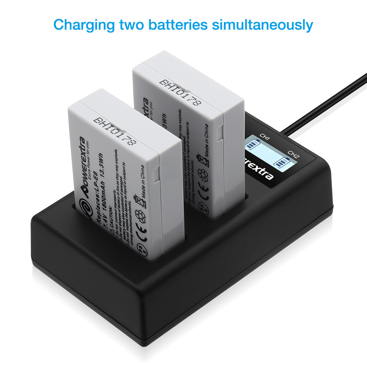Powerextra Replacement LP-E8 Battery and Smart Dual USB Charger