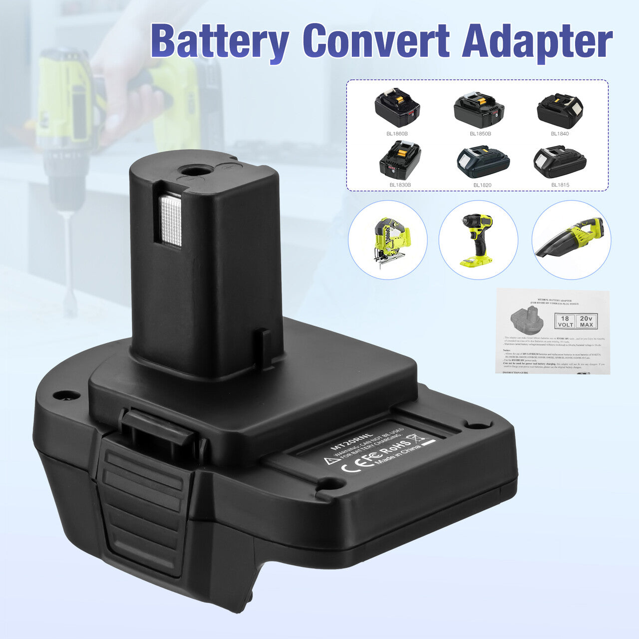 Adapter Konverter für Makita 18V Li-Ion Batterie BL1840 BL1850