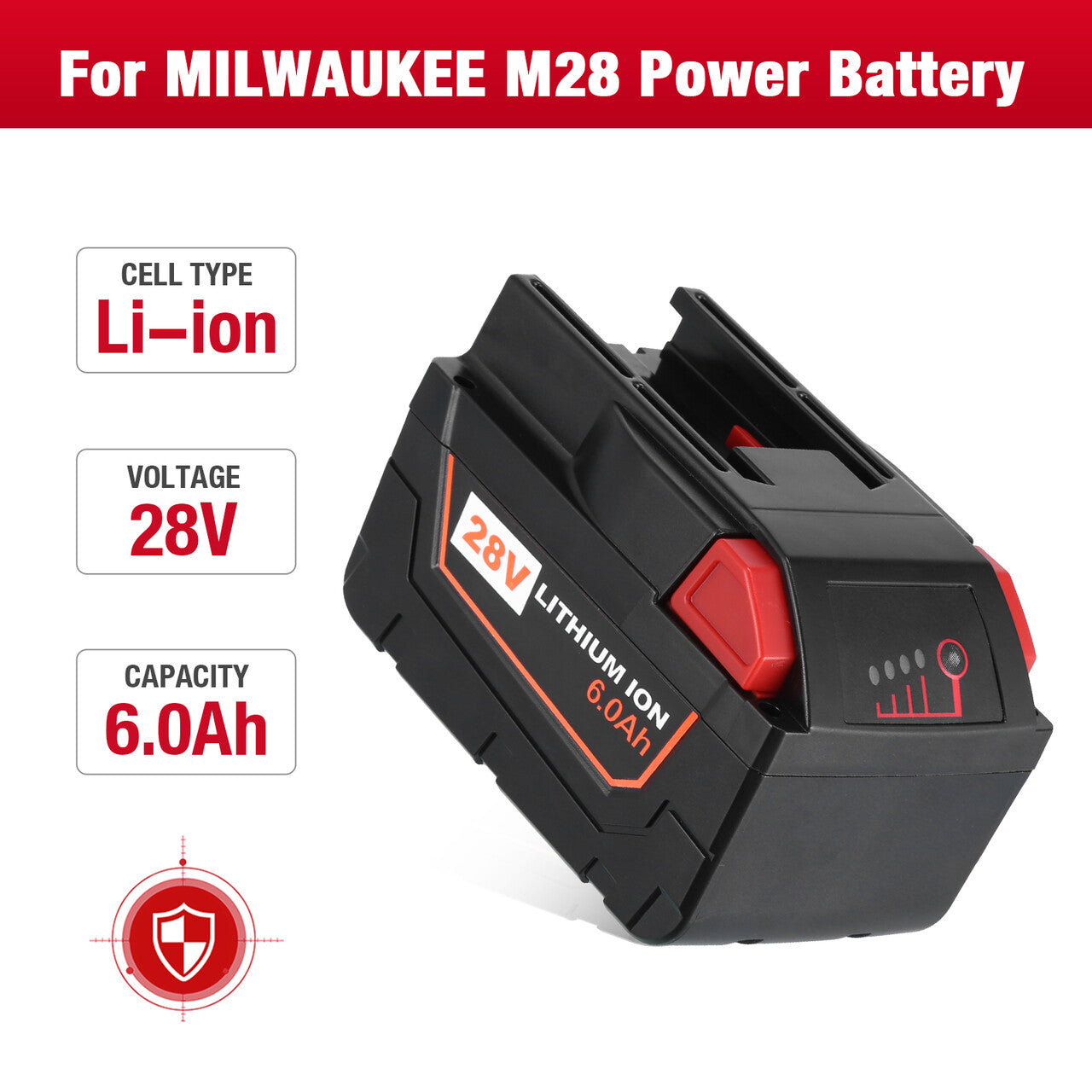 6.0Ah Replacement Battery for Milwaukee M28 V28 Cordless Power Tools