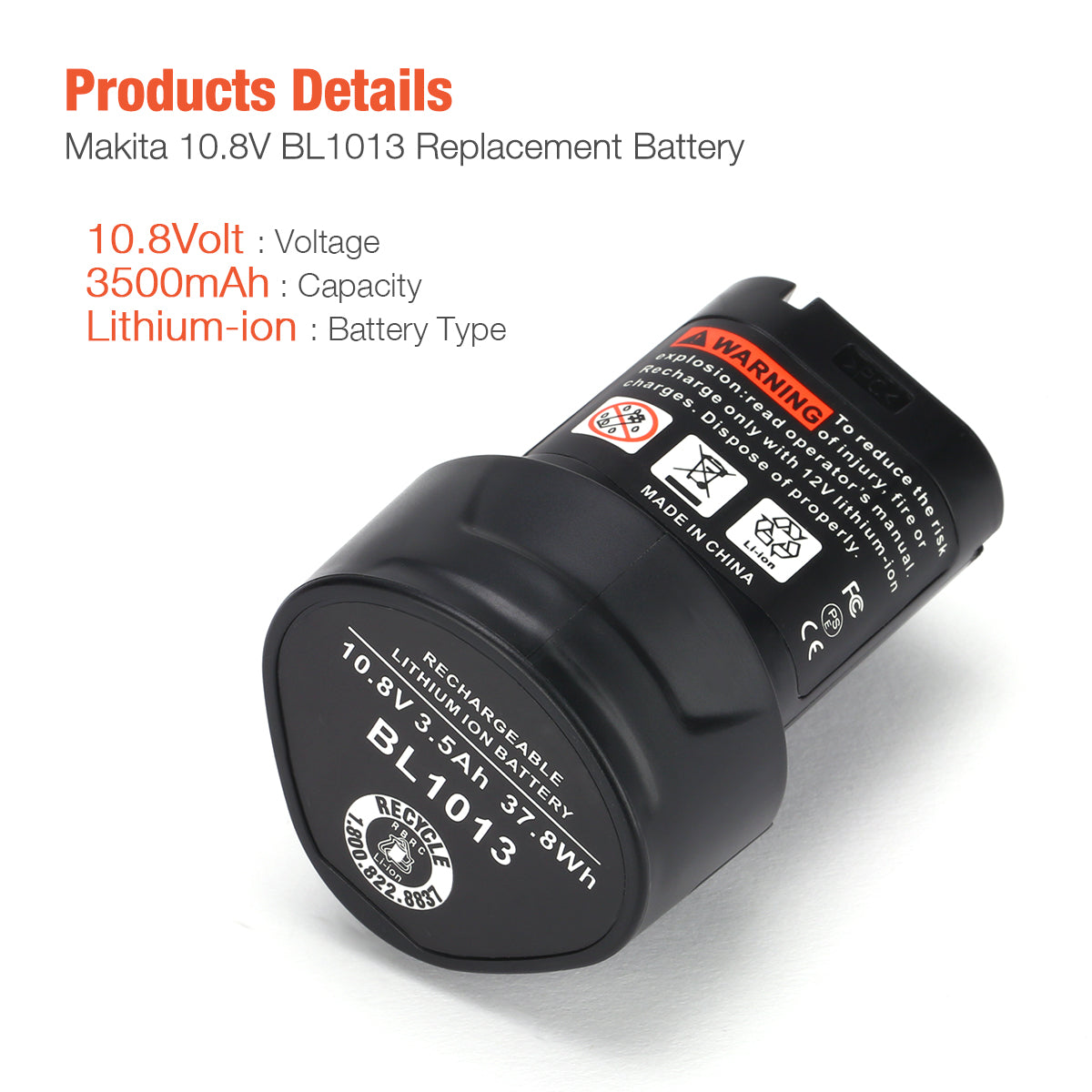 2Pack 10.8V 3500mAh Li-ion Replacement Battery For MAKITA BL1013 BL1014 194550-6 194551-4 195332-9