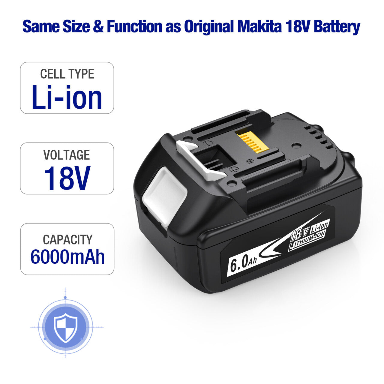 18V 6.0Ah Lithium Battery Replace for Makita 18V Battery