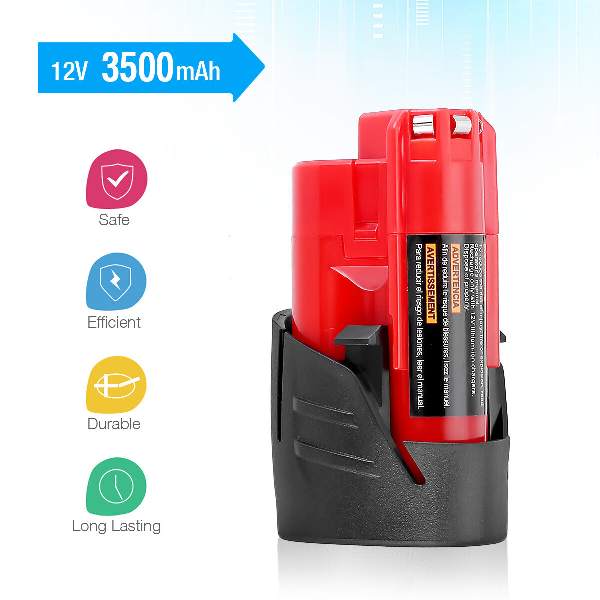 3500mAh 12V Lithium Replacement for Milwaukee 12V Battery