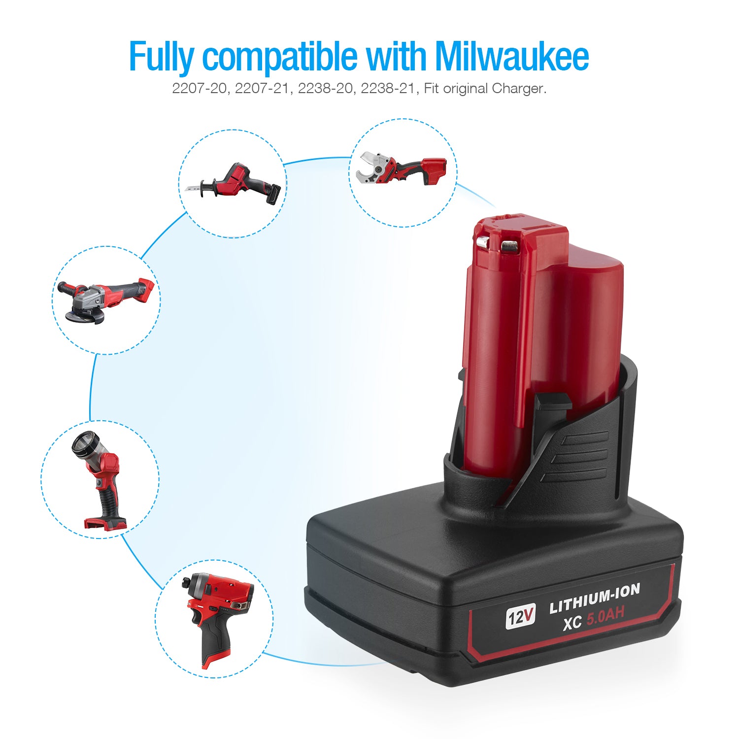 Milwaukee M12 5.0Ah 12V Lithium Replacement Battery