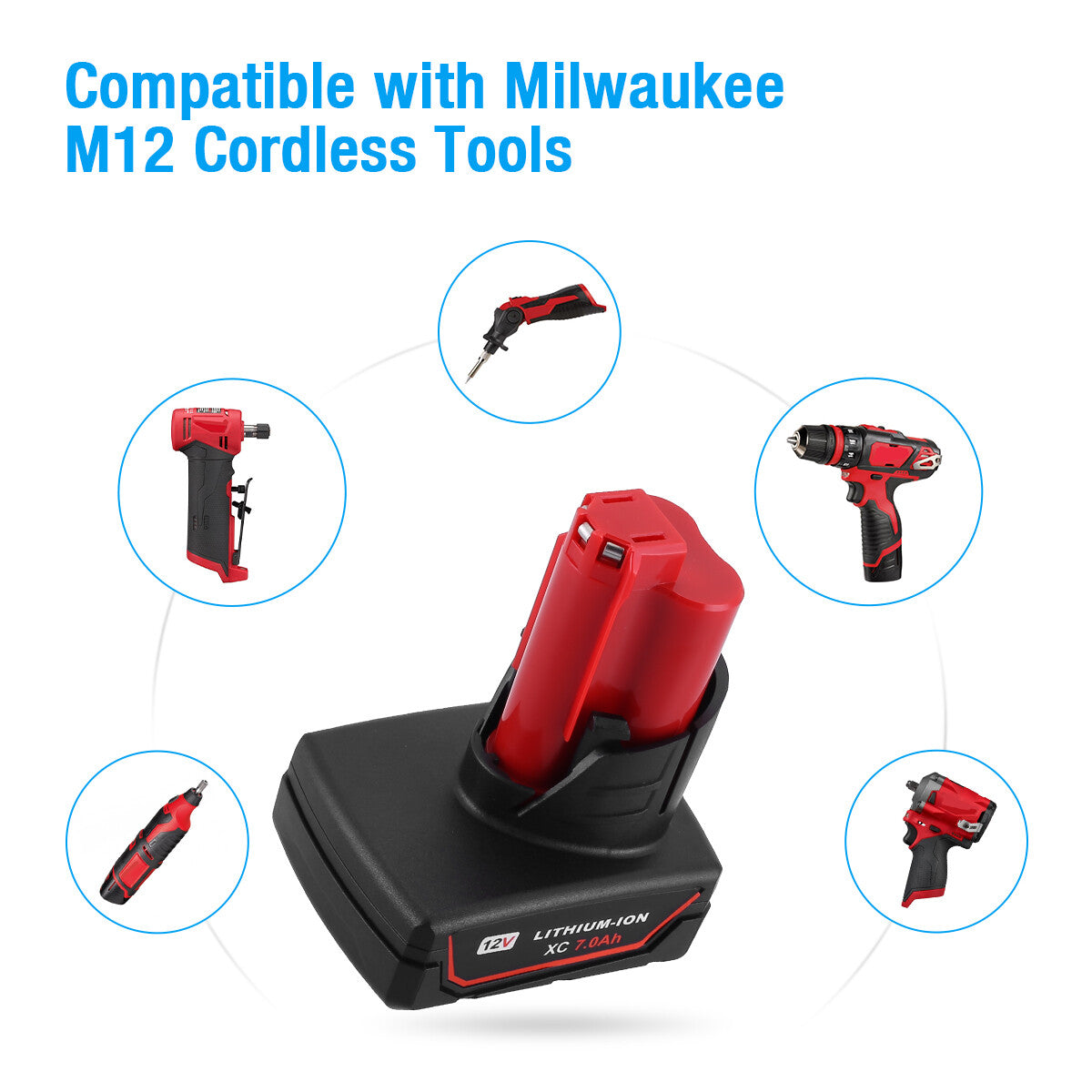 Milwaukee M12 Lithium Battery Replacement 7.0Ah Extended Capacity