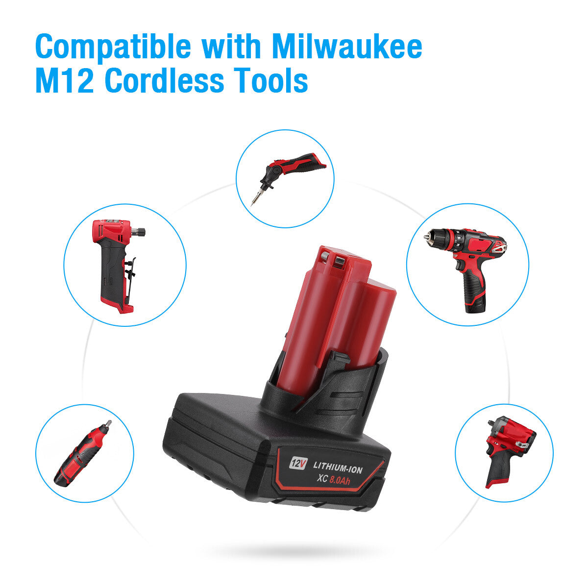 Milwaukee M12 Lithium Replacement Battery 8.0Ah