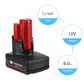 9.0Ah Extended Capacity Milwaukee M12 12V Lithium Battery Replacement