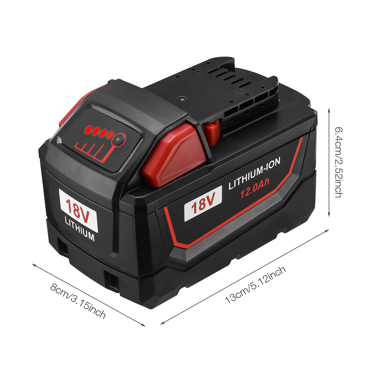 Extended Capacity Milwaukee M18 18V Lithium Replacement Battery 12.0Ah