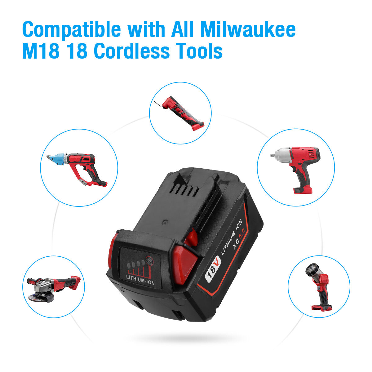 6.0Ah M18 Replacement Battery for Milwaukee 18V Cordless Power Tools