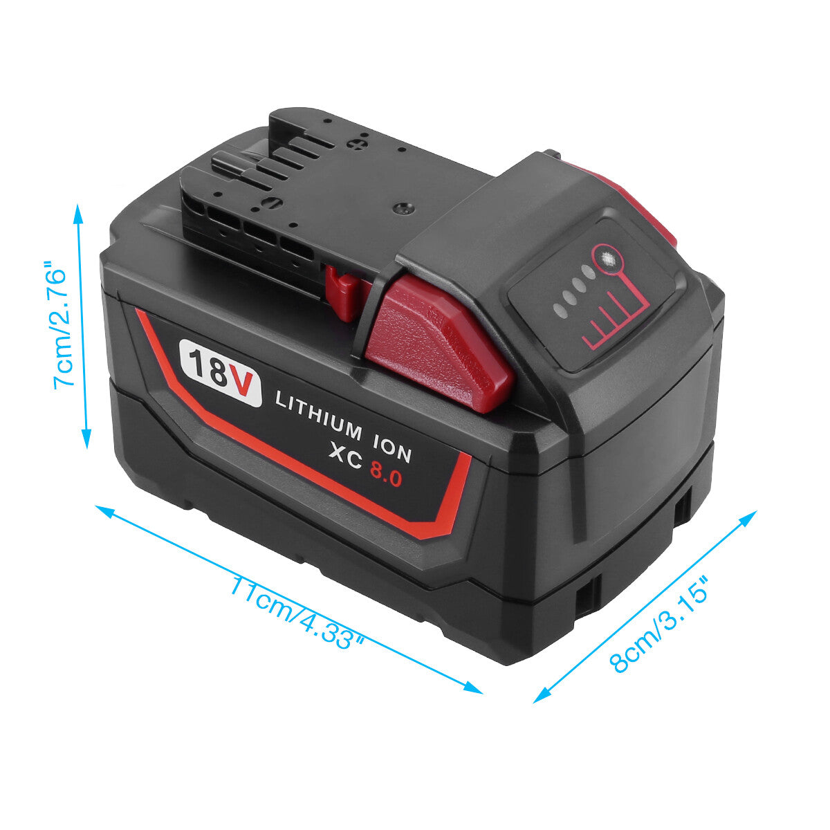 8.0Ah Extended Replacement Lithium-ion Battery For Milwaukee M18 Battery