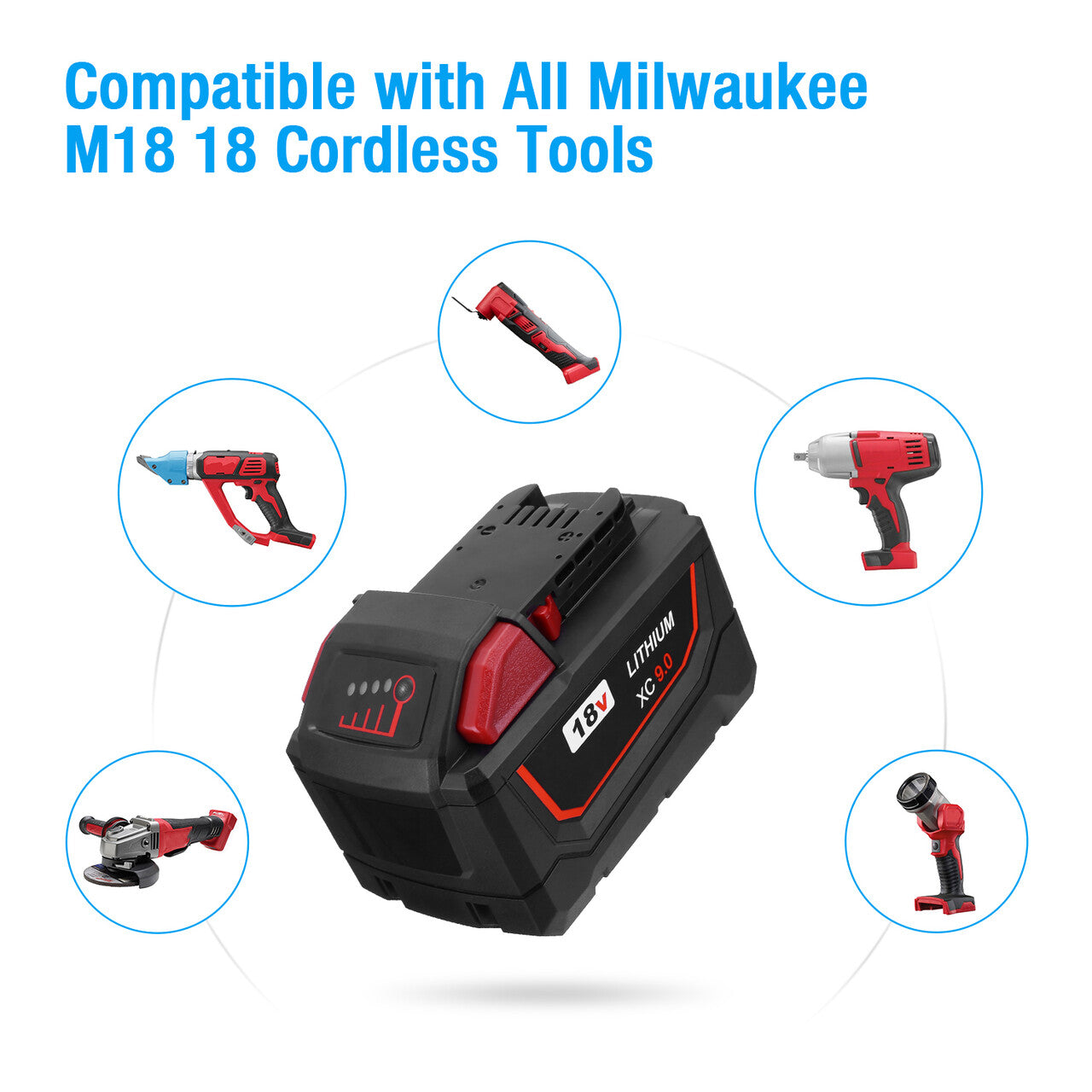 9.0Ah Lithium Replacement Battery For Milwaukee M18 Cordless Power Tools