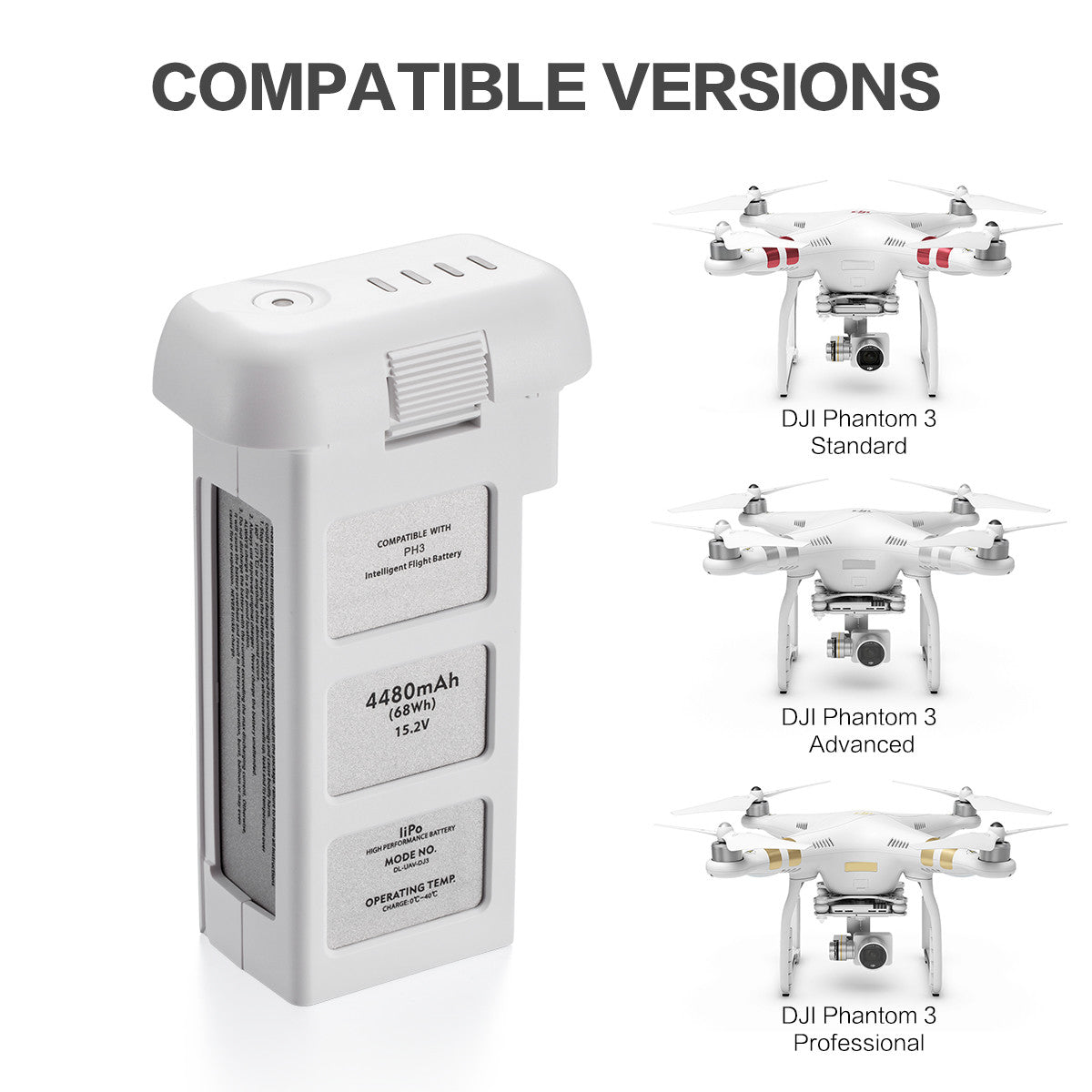 Powerextra Intelligent Replacement Battery and Battery Safe Bag for DJI Phantom 3