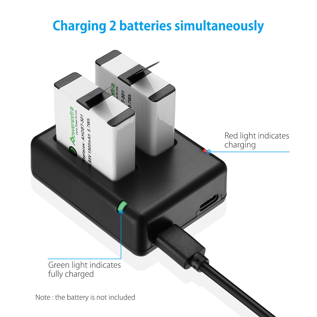 Powerextra Replacement Battery and Dual USB Port Charger for GoPro HERO