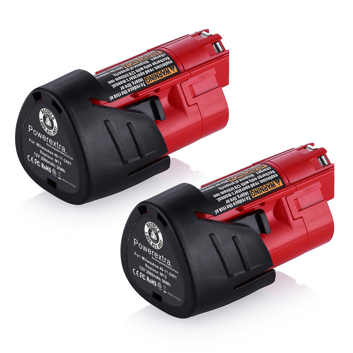 Powerextra 2 Pack 12V Li-ion Replacment Battery for Milwaukee M12