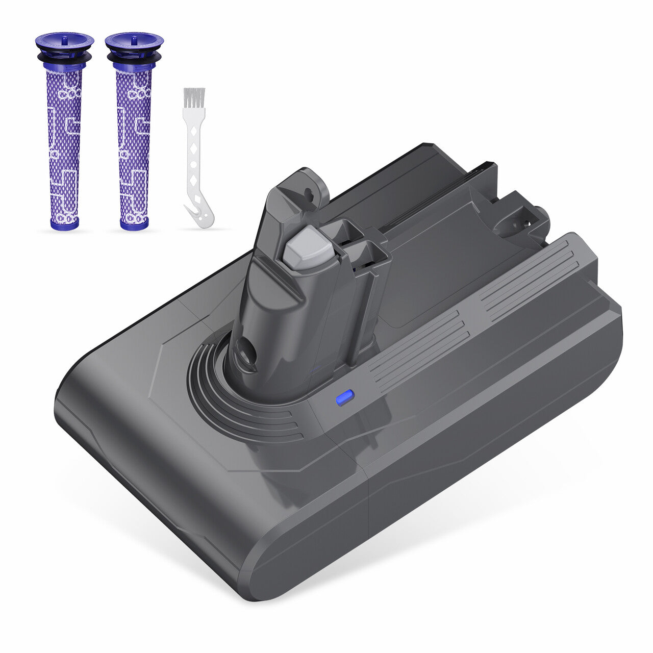 Upgrade Dyson V6 Replacement Battery 3.5Ah 21.6V with 2Pcs Filters & 1Pc Brush