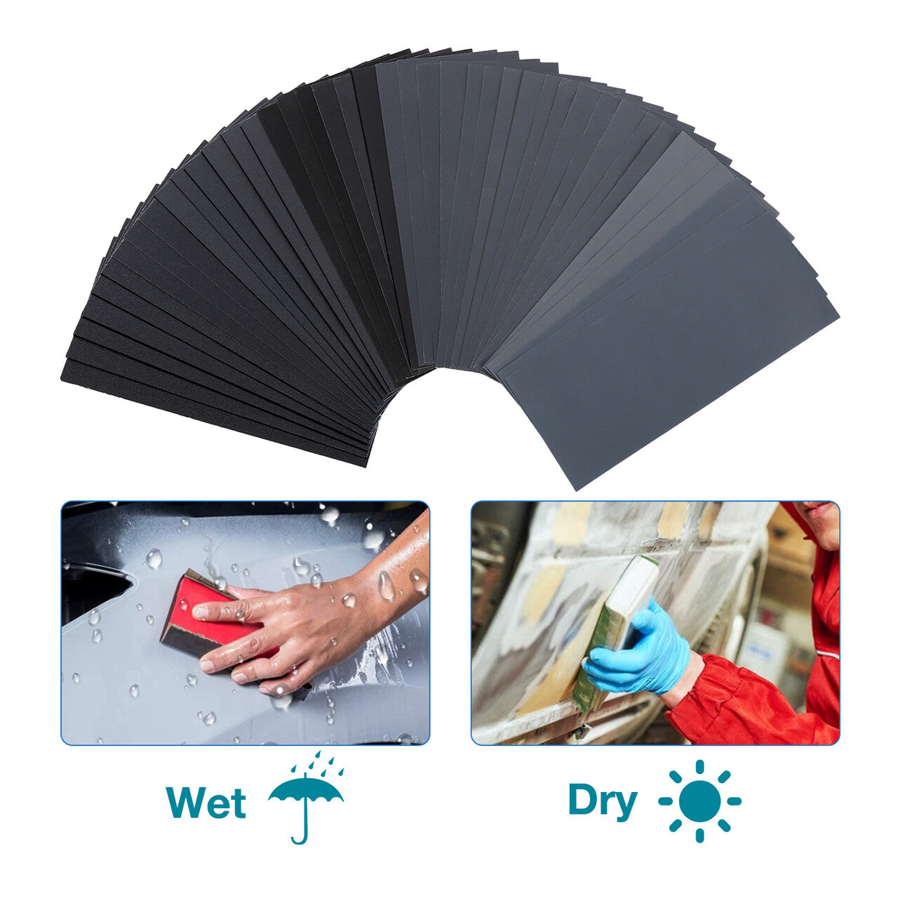 42 Pack Premium Wet Dry Sandpaper Assorted Grit