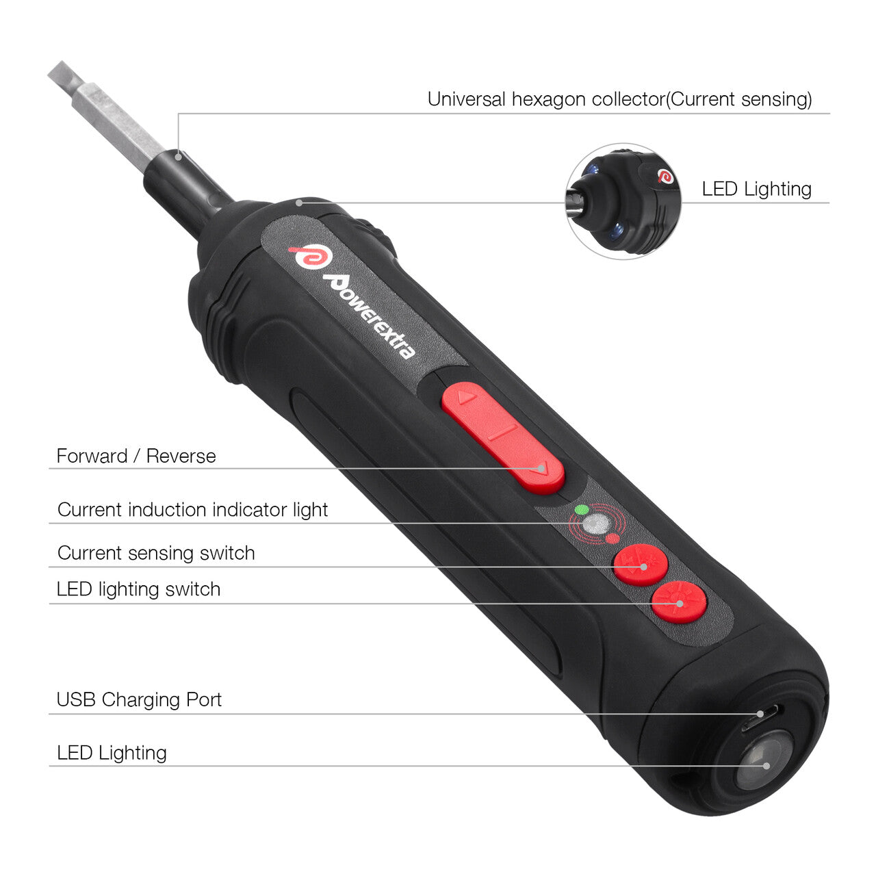 POWEREXTRA 16W Drill Compact Mini Cordless Electric Screwdriver Set