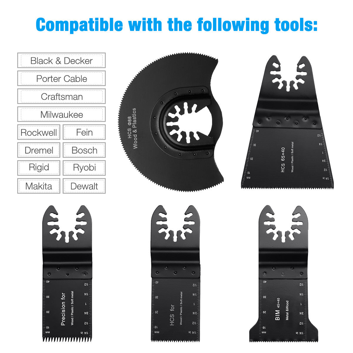 Powerextra 15PCS Multi-tool Oscillating Saw Blades Set