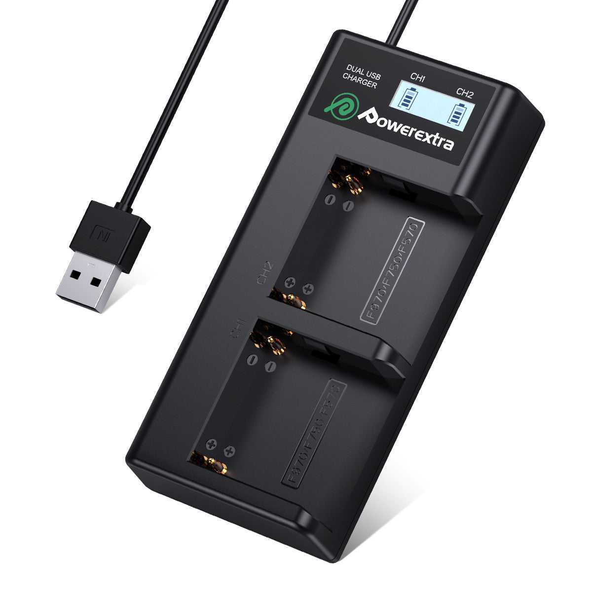 Powerextra Sony NP-F970 Battery Charger with USB LCD Display