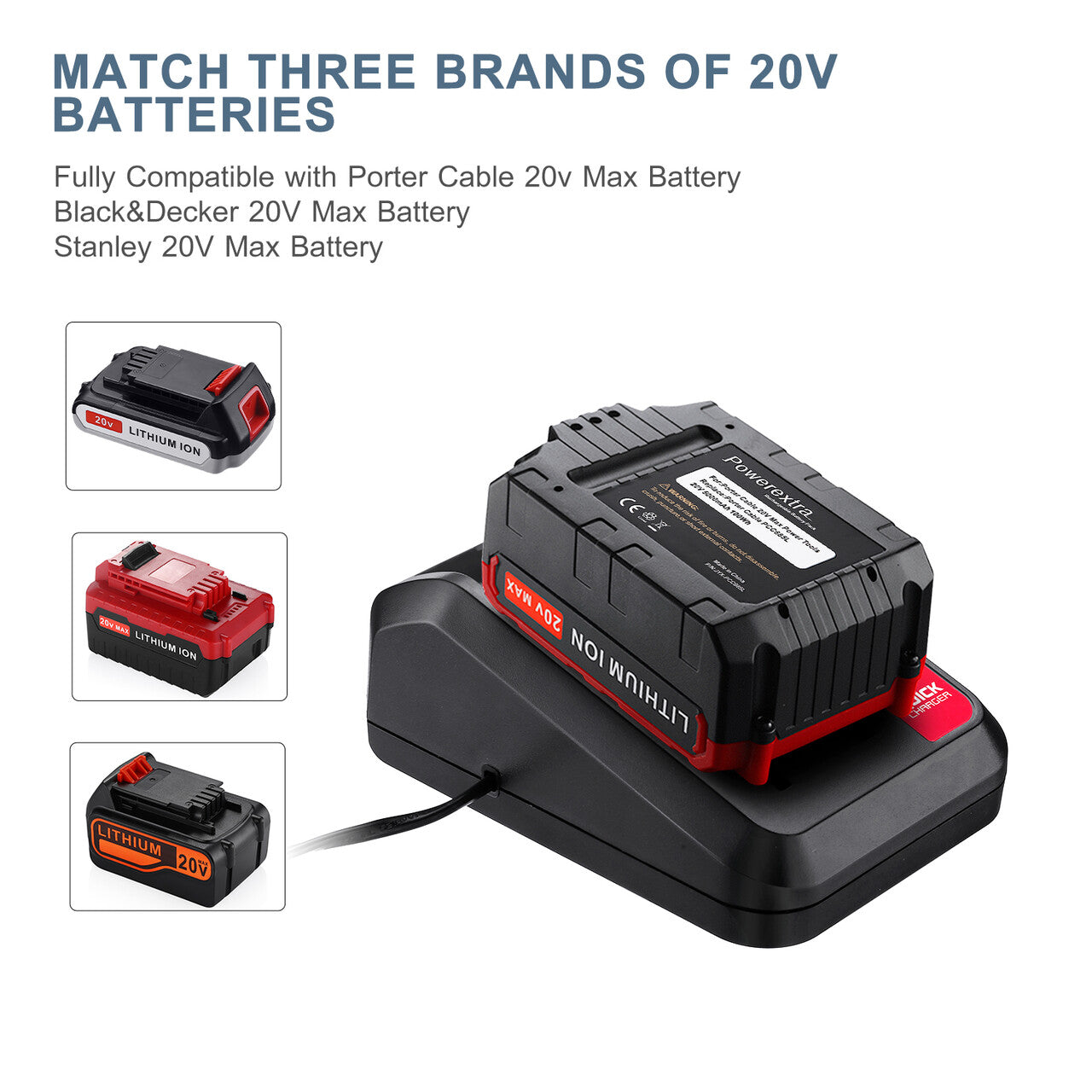 20V Lithium Battery Charger For Black and Decker Battery LBX20